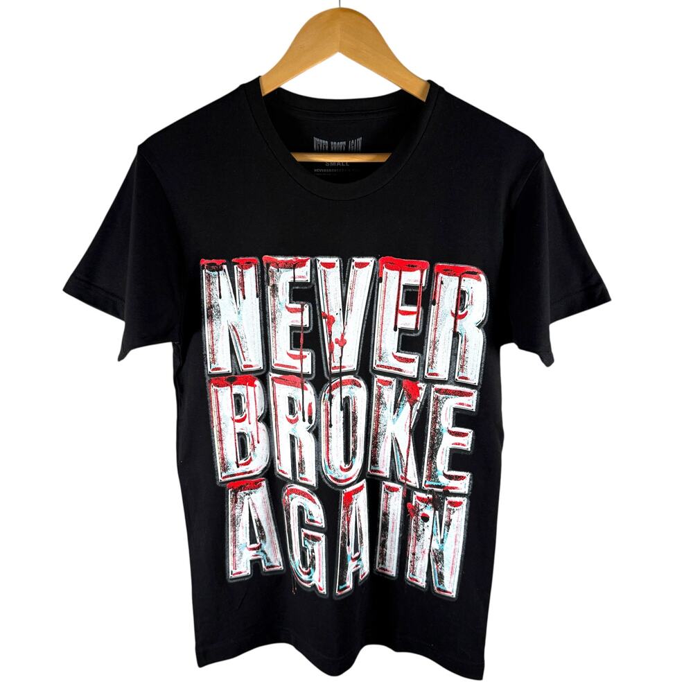 Never Broke Again Blood Dripped Logo T-shirt Mens S - Streetwear Skater HipHop